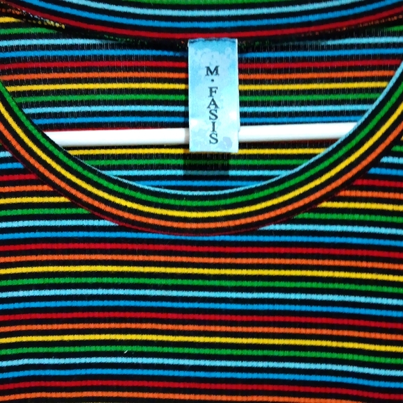 M.fasis long sleeve rainbow stripe shirt. - Picture 1 of 2